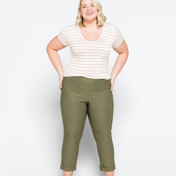 Tribal Olive Cropped Women's Pants - Picture 1 of 6
